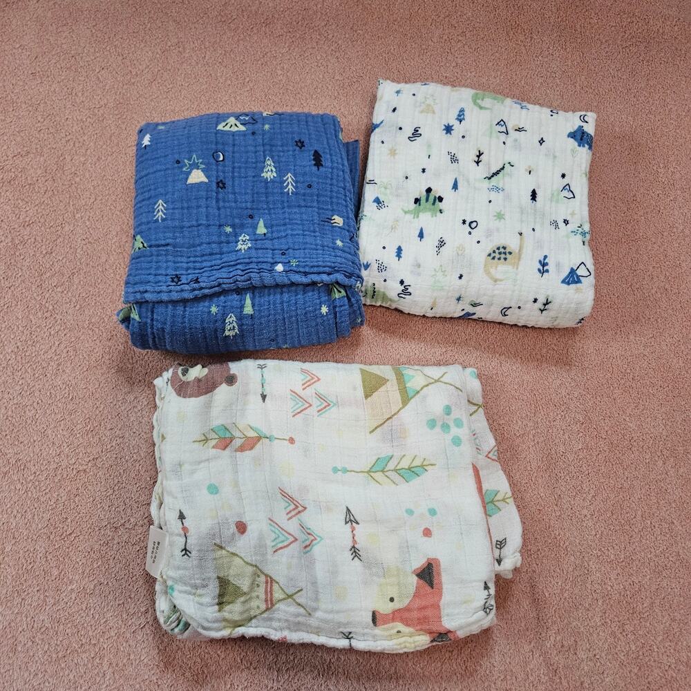 Muslin Cotton Baby Swaddle Blanket Set of 3